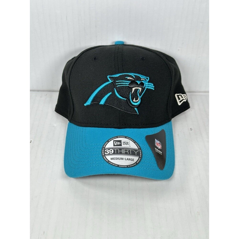 Size M/L New Era 39THIRTY Carolina Panthers NFL Team Classic Flex Hat Black NWT
